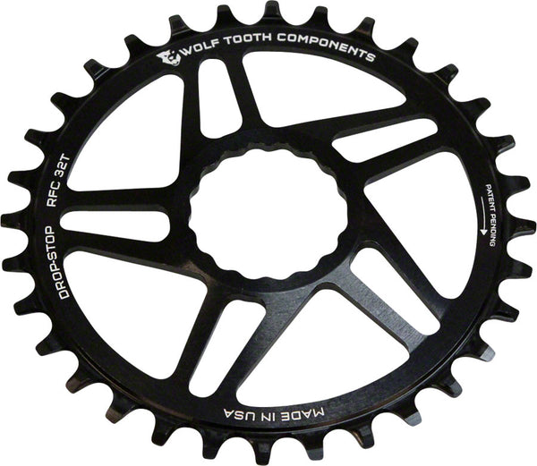 Wolf Tooth, Drop-Stop, 32T, 11sp, Direct Mount, 58g, Chainring, For Race Face Cinch, Aluminum, Black