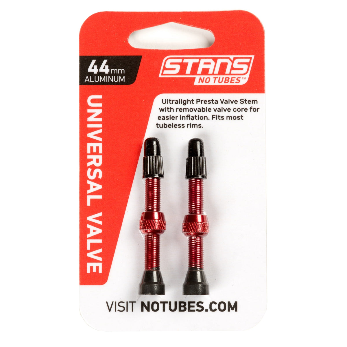 Valve Stem Stan's Alloy 44mm Universal Red Pair